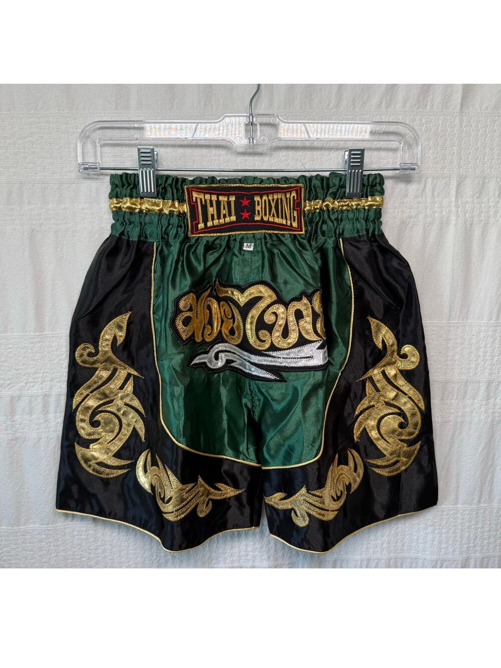 Muay Thai Fight Short, MMA Grappling Kickboxing Martial Art, Green, Size M